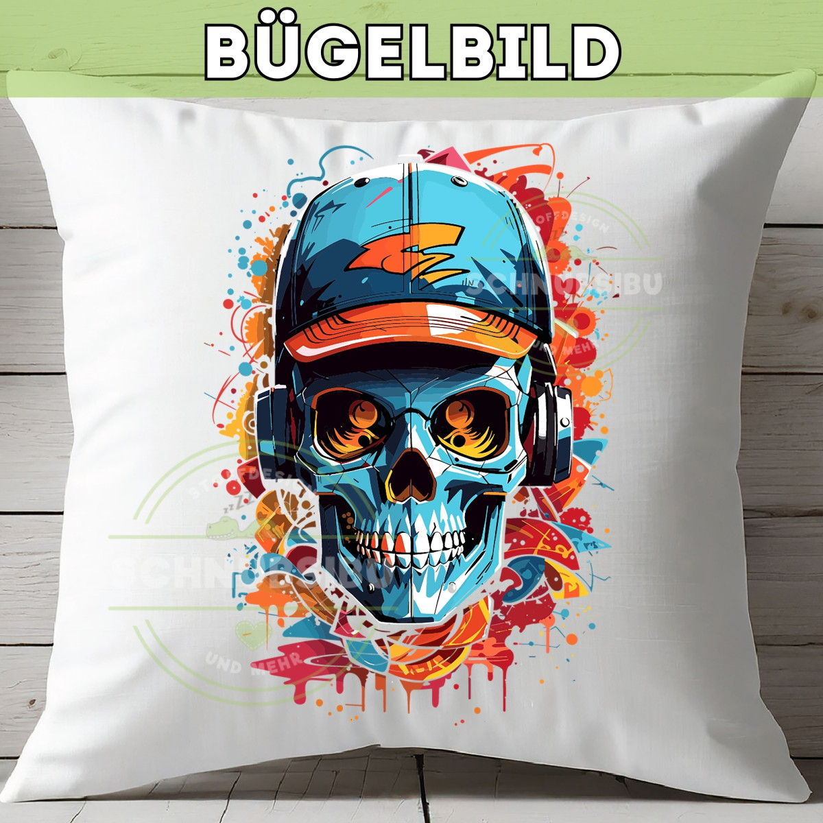 Bügelbild Colorful Skull